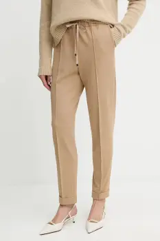 Liviana Conti pantaloni culoarea bej, drept, high waist, CNTI86 imagine