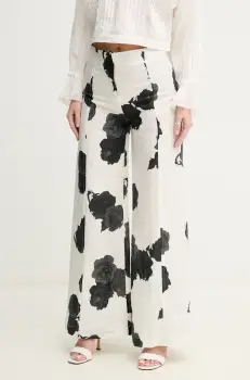 Liviana Conti pantaloni din in culoarea alb, lat, high waist, L5SL60 imagine