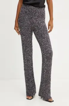 Liviana Conti pantaloni femei, culoarea gri, evazati, high waist, L4WG29 imagine