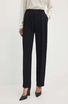 Liviana Conti pantaloni femei, culoarea negru, drept, high waist, F4WQ25 imagine