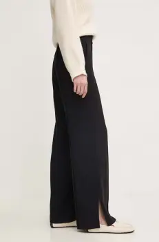 Liviana Conti pantaloni femei, culoarea negru, lat, high waist, F4WS46 imagine