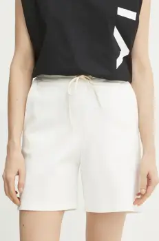 Liviana Conti pantaloni scurti femei, culoarea alb, neted, high waist, F5SI40 imagine