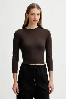 Liviana Conti pulover de lana culoarea maro, light, L5WA06 imagine