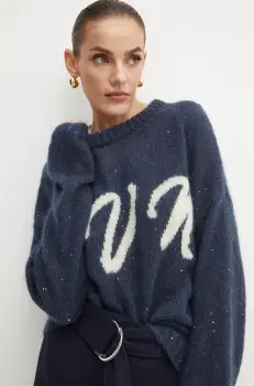 Liviana Conti pulover de lana femei, culoarea albastru marin, light, L4WG52 imagine