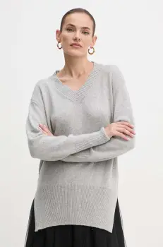 Liviana Conti pulover din amestec de casmir culoarea gri, light, F4WG43 imagine