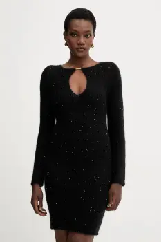 Liviana Conti rochie cu lana culoarea negru, mini, mulata, L5WG62 imagine