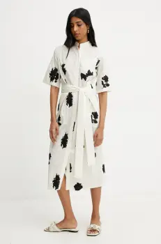 Liviana Conti rochie culoarea bej, midi, evazati, L5SR18 imagine