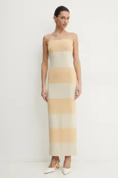 Liviana Conti rochie culoarea galben, maxi, mulata, F5SA37 imagine