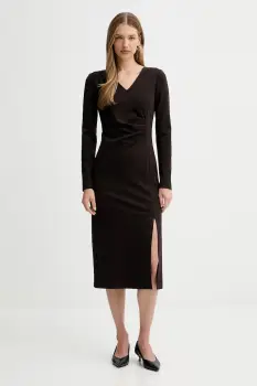 Liviana Conti rochie culoarea maro, midi, drept, L5WI36 imagine