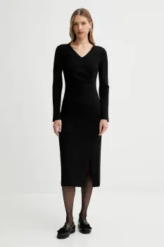 Liviana Conti rochie culoarea negru, midi, drept, L5WI36 imagine