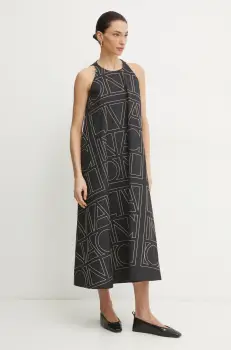 Liviana Conti rochie culoarea negru, midi, evazati, F5SK83 imagine