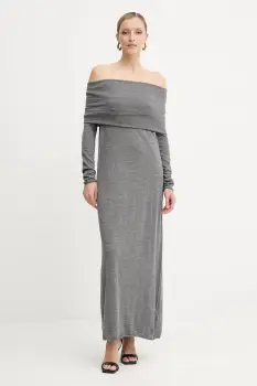 Liviana Conti rochie din lana culoarea gri, maxi, drept, F5WA47 imagine