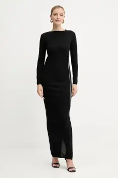 Liviana Conti rochie din lana culoarea negru, maxi, mulata, F5WA21 imagine