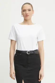 Liviana Conti tricou din bumbac femei, culoarea alb, F5SW69 imagine