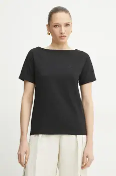 Liviana Conti tricou din bumbac femei, culoarea negru, F5SW69 imagine