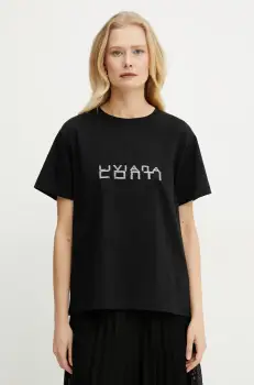 Liviana Conti tricou din bumbac femei, culoarea negru, L5SW76 imagine