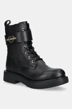 Love Moschino botine culoarea negru, cu toc plat, JA24024G1NIN100A imagine