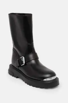 Love Moschino botine femei, culoarea negru, cu toc plat, JA24134G1LIA0000 imagine