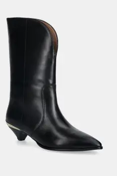 Love Moschino cizme de piele culoarea negru, toc mic, JA24363G0NIA0000 imagine