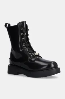 Love Moschino cizme de piele femei, culoarea negru, cu toc plat, JA24194G0LJD0000 imagine