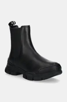 Love Moschino ghete chelsea de piele femei, culoarea negru, cu toc plat, JA15504G0LIA0000 imagine