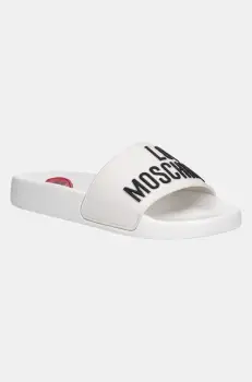 Love Moschino papuci femei, culoarea alb, JA28052G1MI14100 imagine