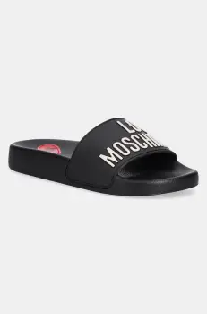 Love Moschino papuci femei, culoarea negru, JA28052G1MI14000 imagine