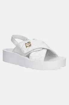 Love Moschino sandale de piele femei, culoarea alb, cu platforma, JA16044I1MIE0100 imagine