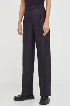 Lovechild pantaloni de lana culoarea negru, lat, high waist imagine