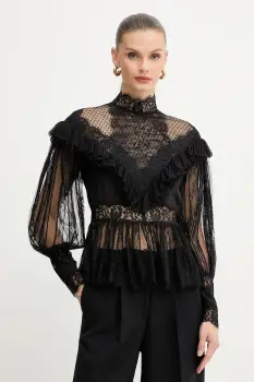 Luisa Spagnoli bluza culoarea negru, uni, 542409 imagine