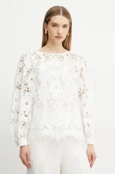 Luisa Spagnoli bluza femei, culoarea alb, cu imprimeu, 541998 imagine