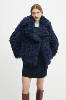 Luisa Spagnoli geaca de lana culoarea albastru marin, de tranzitie, 58556 imagine