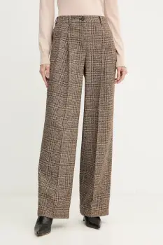 Luisa Spagnoli pantaloni cu lana culoarea maro, lat, high waist, 542379 imagine