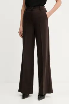 Luisa Spagnoli pantaloni de lana culoarea maro, lat, high waist, 542476 imagine