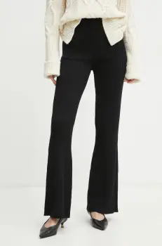 Luisa Spagnoli pantaloni de trening de lana MOLLETTA culoarea negru, neted, 58403 imagine