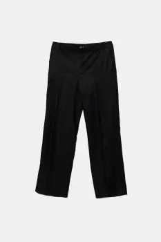 Luisa Spagnoli pantaloni din in culoarea negru, lat, medium waist, 542223 imagine