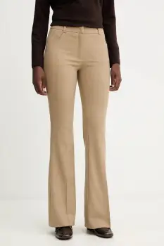 Luisa Spagnoli pantaloni din lana culoarea verde, evazati, high waist, 542617 imagine