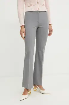 Luisa Spagnoli pantaloni din lana femei, culoarea gri, drept, high waist, 542004 imagine