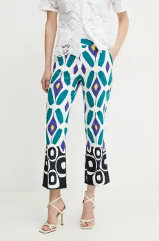 Luisa Spagnoli pantaloni femei, culoarea alb, drept, high waist, 542057 imagine