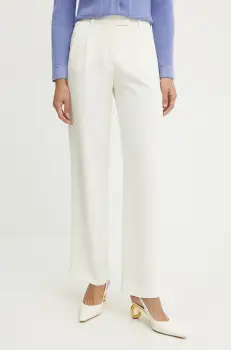 Luisa Spagnoli pantaloni femei, culoarea bej, drept, high waist, 542021 imagine