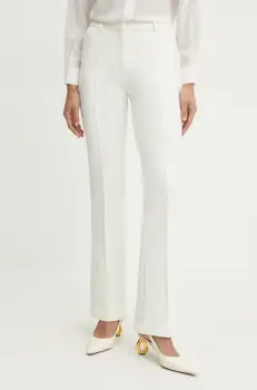 Luisa Spagnoli pantaloni femei, culoarea bej, evazati, medium waist, 541824 imagine