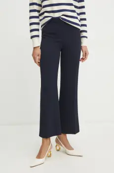 Luisa Spagnoli pantaloni femei, culoarea bleumarin, drept, high waist, 542013 imagine