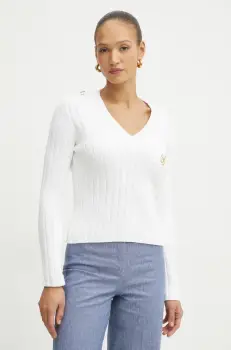 Luisa Spagnoli pulover de bumbac femei, culoarea alb, 58581 imagine