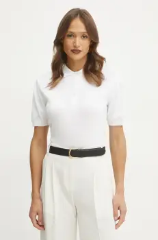 Luisa Spagnoli pulover de bumbac femei, culoarea alb, light, 58648 imagine