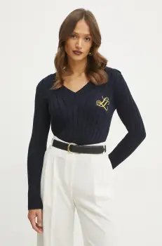 Luisa Spagnoli pulover de bumbac femei, culoarea bleumarin, 58581 imagine