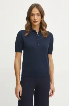 Luisa Spagnoli pulover de bumbac femei, culoarea bleumarin, light, 58648 imagine