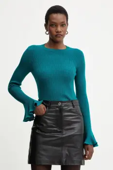 Luisa Spagnoli pulover de lana culoarea turcoaz, light, 100119 imagine