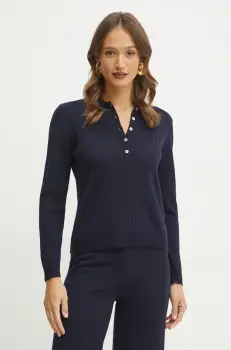 Luisa Spagnoli pulover de lana femei, culoarea bleumarin, light, 100026 imagine