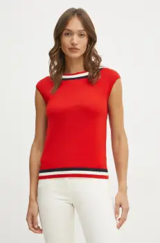 Luisa Spagnoli pulover de lana femei, culoarea rosu, light, 58634 imagine