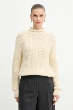 Luisa Spagnoli pulover din amestec de lana culoarea bej, cu turtleneck, 100150 imagine